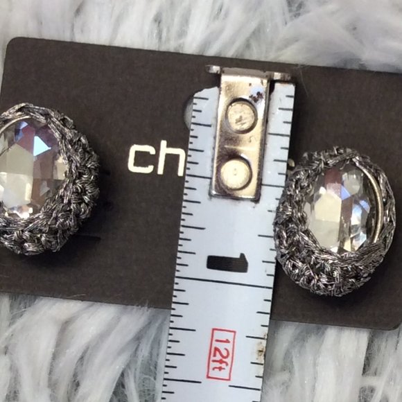 Chico silver & rhinestone large button / stud earrings. NWT - Picture 10 of 10